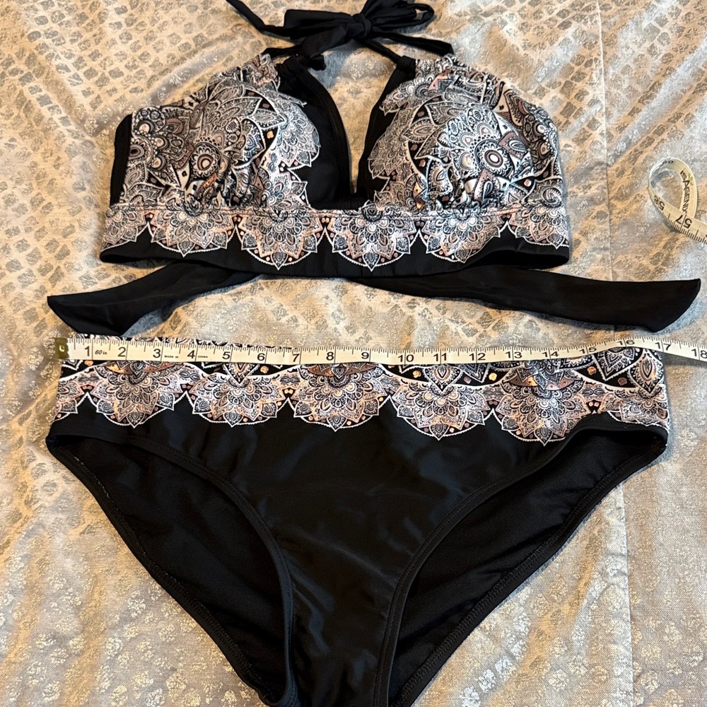 Swimsuits For All Black and White Patterned Bikini
